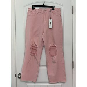 Mica Denim Pink High Rise Distressed Dad Jeans NWT Size 31 90s Barbie Coquette